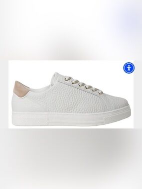 Women's Hassia Bari White/Cappuccino Leather Sneaker tennis shoes sz 5